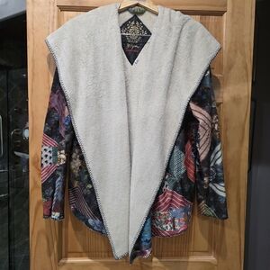 Johnny Was Colorful Patterned Blazer with Cream Collar